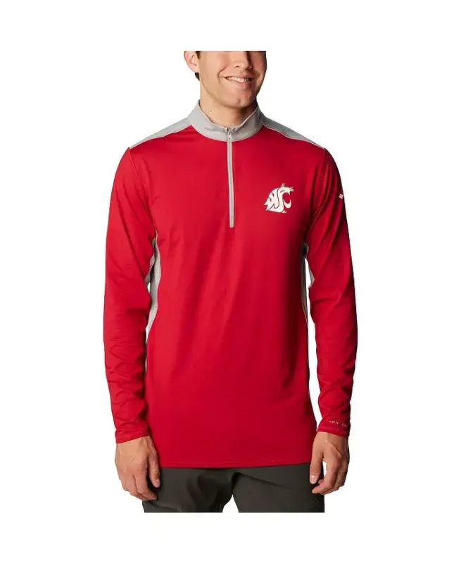 Men's Crimson Washington State Cougars Tech Trail™ Omni-Shade Quarter-Zip Jacket-Crimson - COLUMBIA