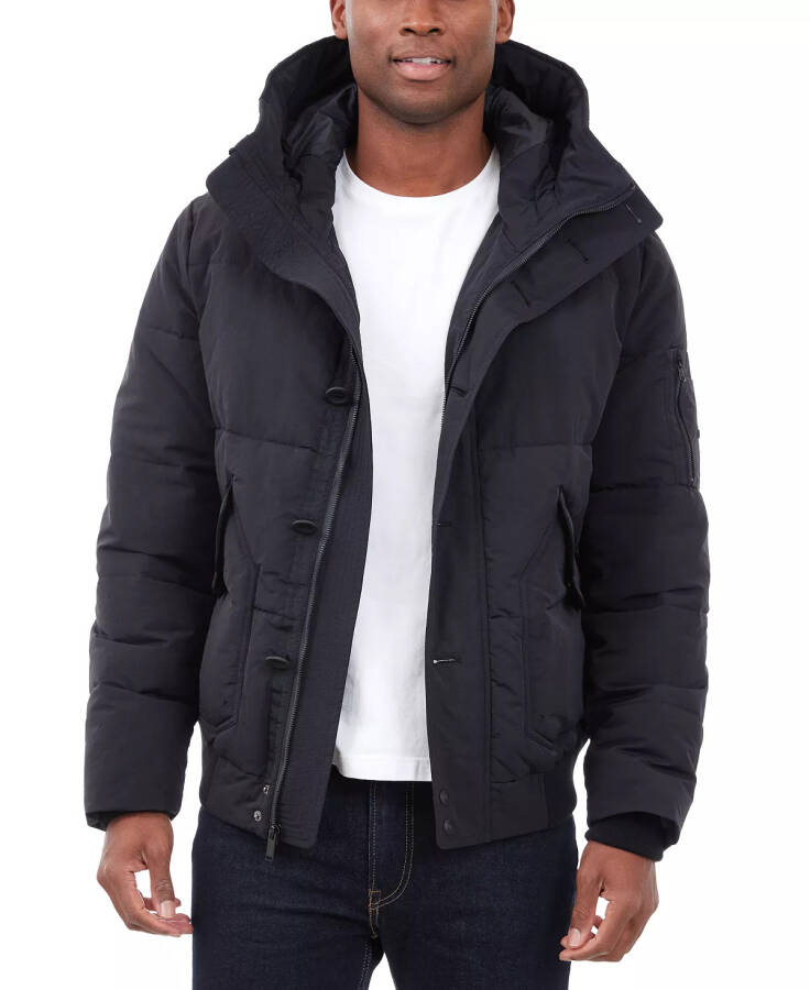 Men's Crinkle Nylon Heavy Short Snorkel Coat Black - 1