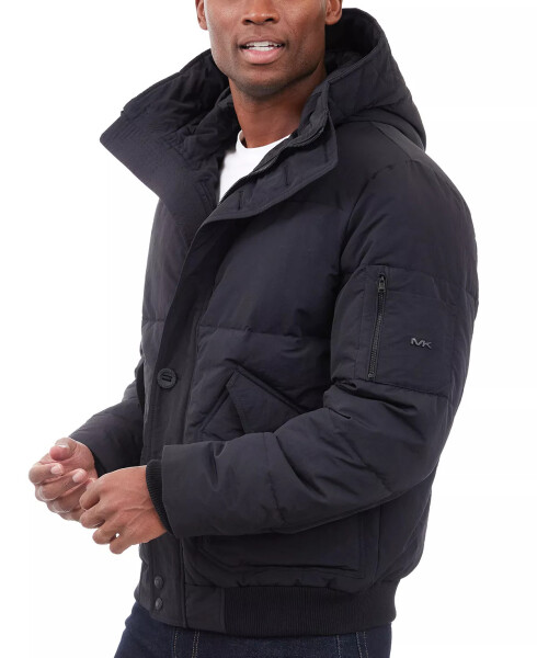 Men's Crinkle Nylon Heavy Short Snorkel Coat Black - 3