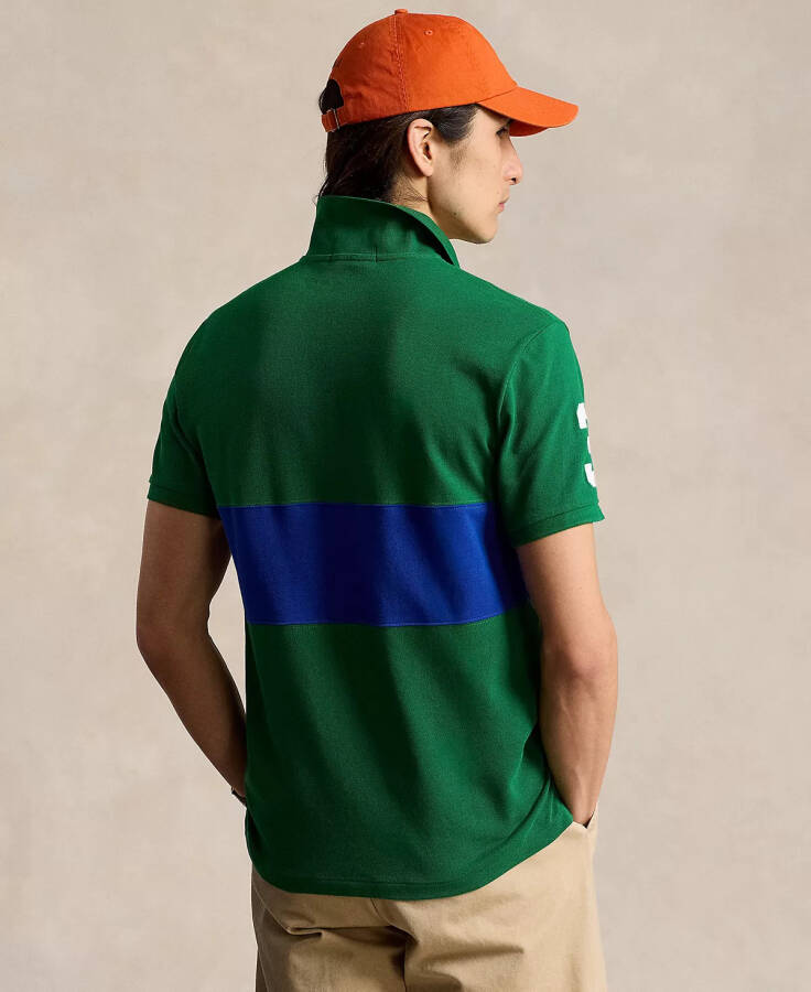 Men's Custom Slim-Fit Big Pony Mesh Polo Shirt Green/blue - 2