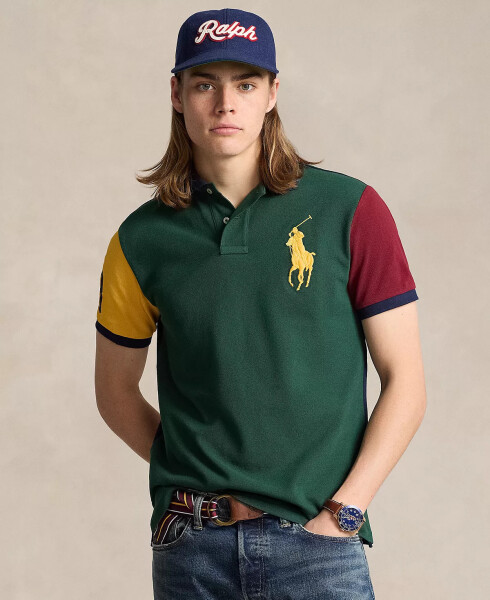 Men's Custom Slim-Fit Big Pony Mesh Polo Shirt Pine - 1