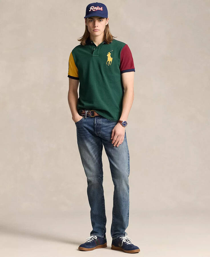 Men's Custom Slim-Fit Big Pony Mesh Polo Shirt Pine - 4