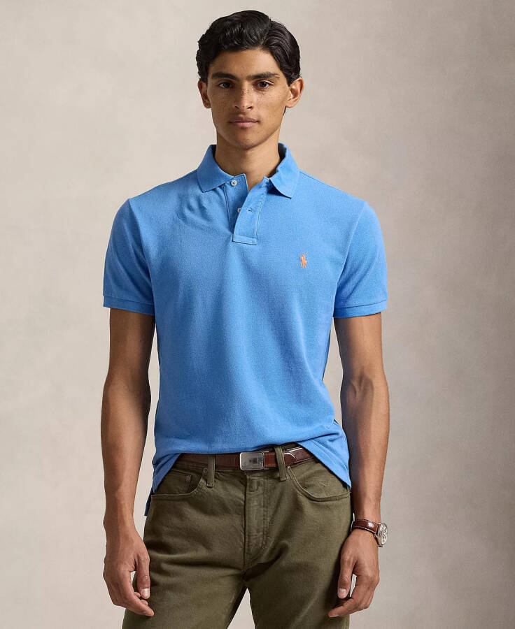 Men's Custom Slim Fit Mesh Polo Blue Orbit/c2113 - 1