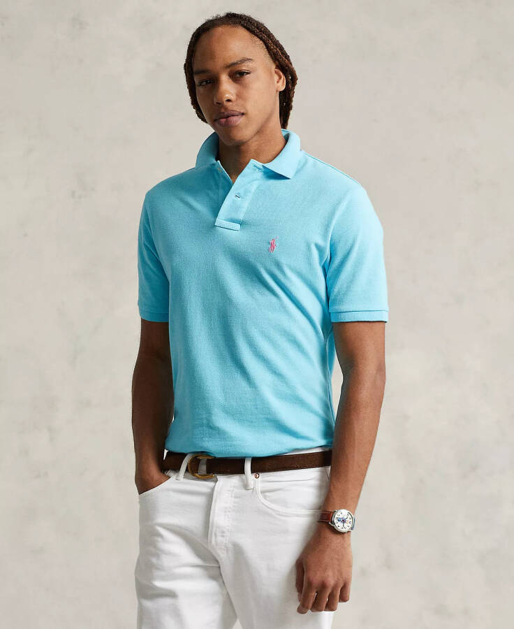 Men's Custom Slim Fit Mesh Polo Cabana Blue - 1