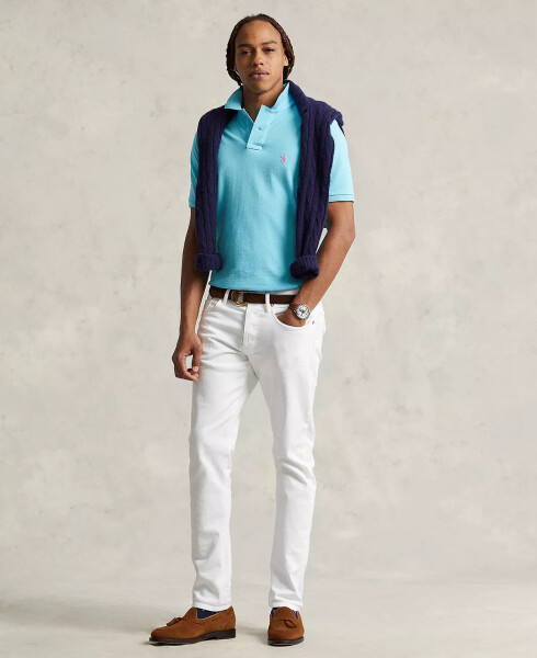 Men's Custom Slim Fit Mesh Polo Cabana Blue - 2