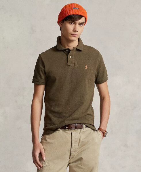 Men's Custom Slim Fit Mesh Polo Canopy Olive - 1