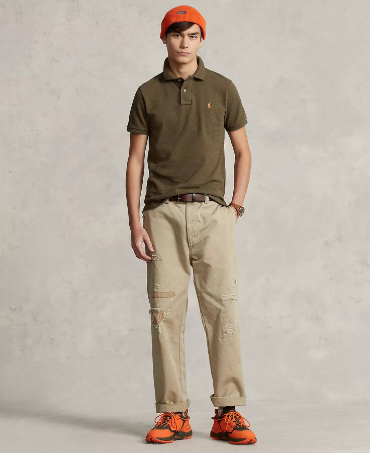 Men's Custom Slim Fit Mesh Polo Canopy Olive - 2