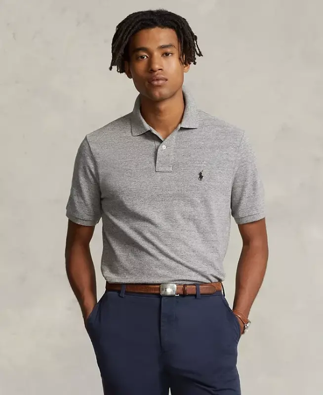 Men's Custom Slim Fit Mesh Polo-Canterbury Heather - 1