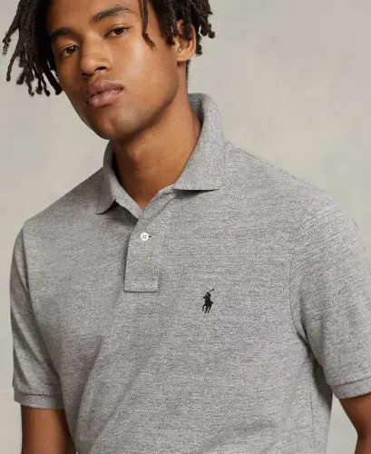 Men's Custom Slim Fit Mesh Polo-Canterbury Heather - 3