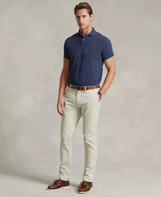 Men's Custom Slim Fit Mesh Polo-Classic Royal Heather - 2