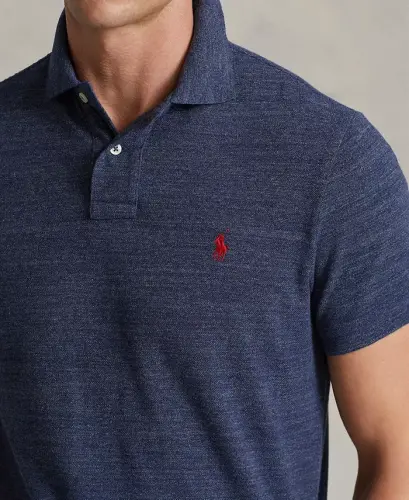 Men's Custom Slim Fit Mesh Polo-Classic Royal Heather - 3