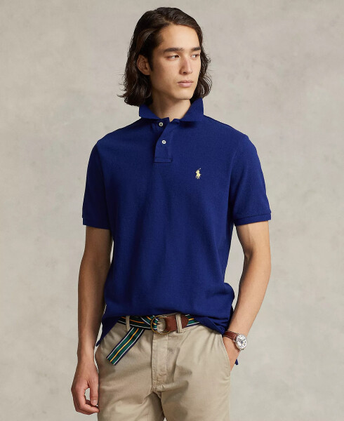 Men's Custom Slim Fit Mesh Polo Fall Royal - 1