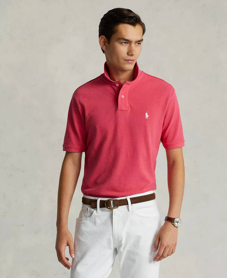 Men's Custom Slim Fit Mesh Polo Hot Pink - 1