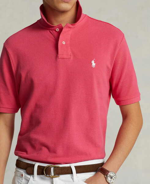 Men's Custom Slim Fit Mesh Polo Hot Pink - 3