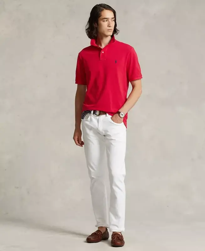 Men's Custom Slim Fit Mesh Polo-RL 2000 Red - 2