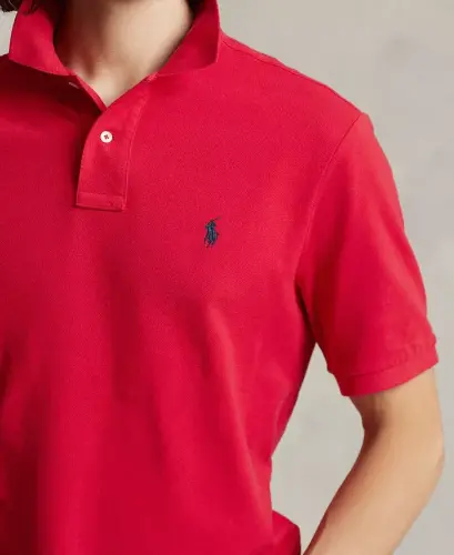 Men's Custom Slim Fit Mesh Polo-RL 2000 Red - 3