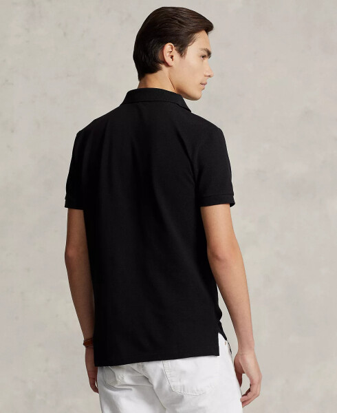 Men's Custom Slim Fit Mesh Polo Shirt Black - 4