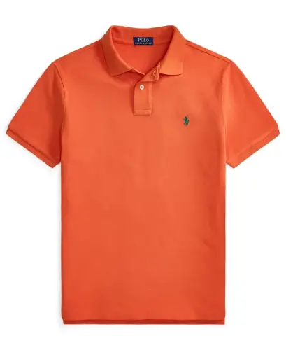 Men's Custom Slim-Fit Mesh Polo Shirt - College Orange - 1