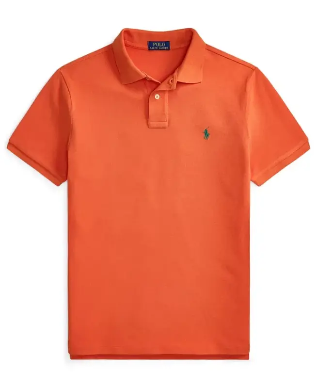 Men's Custom Slim-Fit Mesh Polo Shirt - College Orange - 1