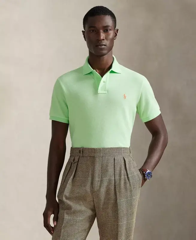 Men's Custom Slim-Fit Mesh Polo Shirt - Cruise Lime - 1