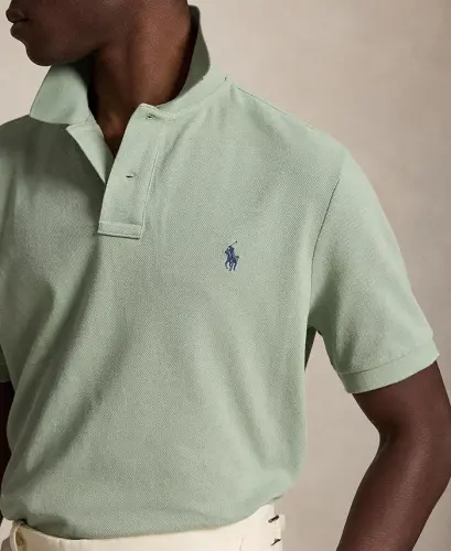 Men's Custom Slim-Fit Mesh Polo Shirt - Light Green - 4