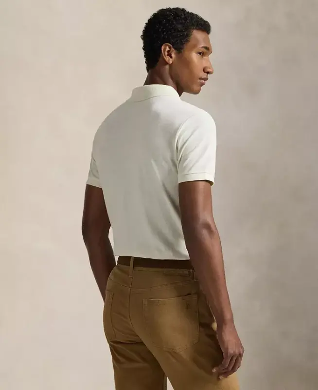 Men's Custom Slim-Fit Mesh Polo Shirt - ParcModazoneent Cream - 3