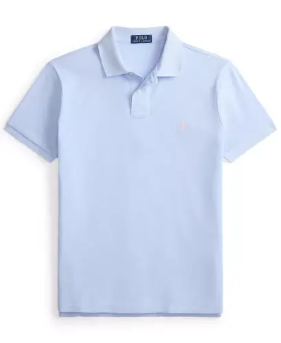 Men's Custom Slim-Fit Mesh Polo Shirt - Pebble Blue - 4