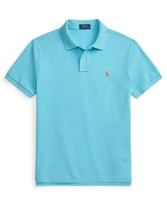 Men's Custom Slim-Fit Mesh Polo Shirt - Perfect Turquoise - 3