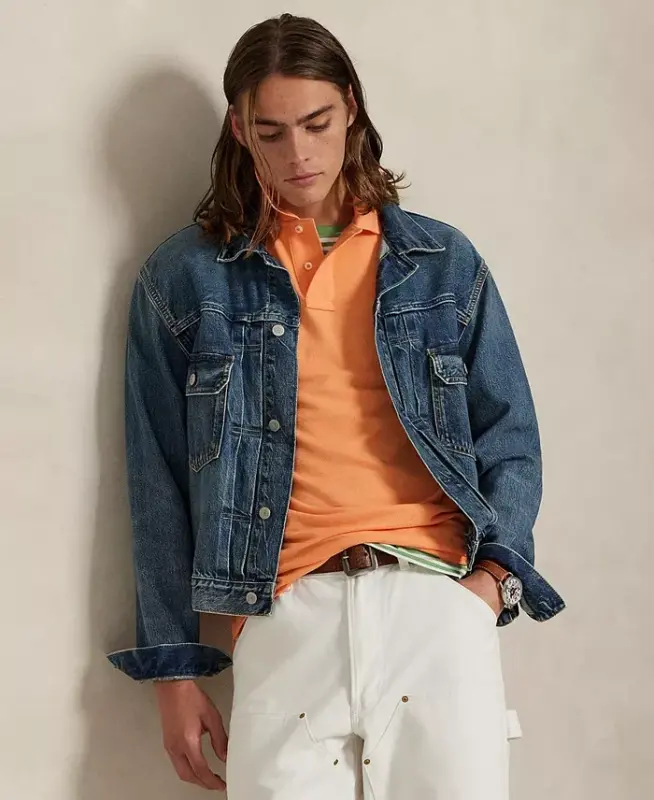 Men's Custom Slim-Fit Mesh Polo Shirt - Pompano Orange - POLO RALPH LAUREN