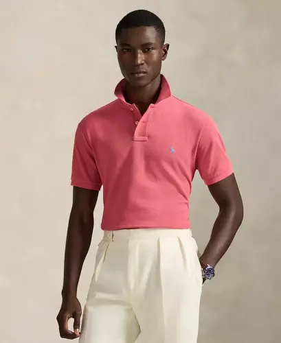 Men's Custom Slim-Fit Mesh Polo Shirt - Red Sky 