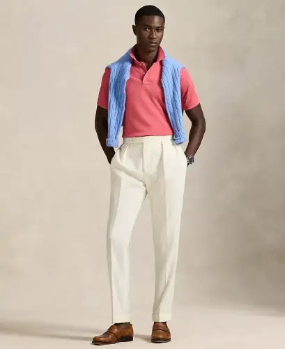 Men's Custom Slim-Fit Mesh Polo Shirt - Red Sky - 3