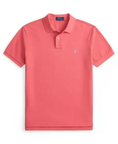 Men's Custom Slim-Fit Mesh Polo Shirt - Red Sky - 4