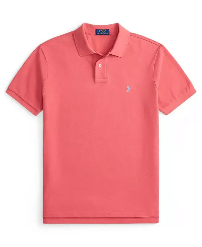 Men's Custom Slim-Fit Mesh Polo Shirt - Red Sky - 4