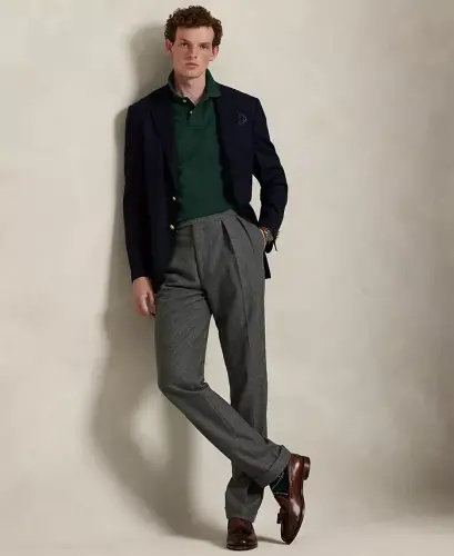 Men's Custom Slim-Fit Mesh Polo Shirt - Scotch Pine Heather - POLO RALPH LAUREN (1)