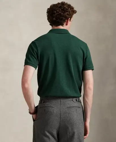 Men's Custom Slim-Fit Mesh Polo Shirt - Scotch Pine Heather - 4