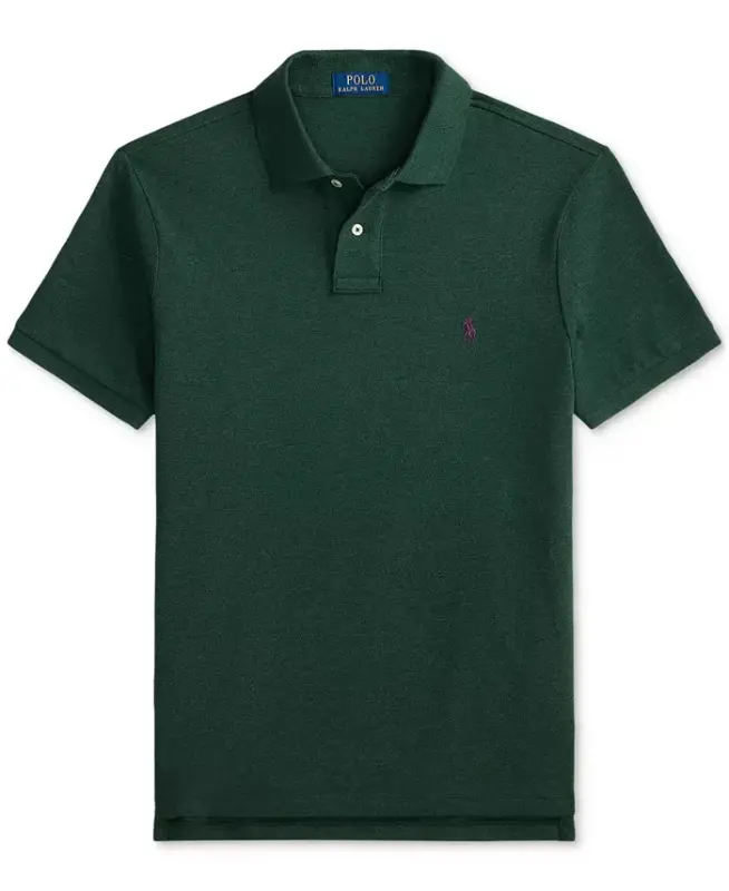 Men's Custom Slim-Fit Mesh Polo Shirt - Scotch Pine Heather - 5