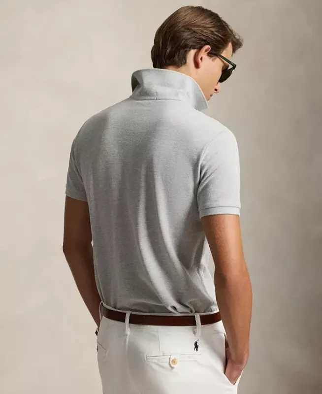 Men's Custom Slim-Fit Mesh Polo Shirt - Spring Heather - 3