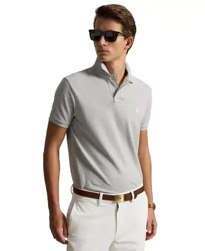Men's Custom Slim-Fit Mesh Polo Shirt - Spring Heather 