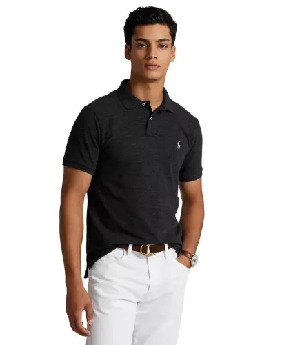 Men's Custom Slim-Fit Mesh Polo Shirt - Spring Heather - 3