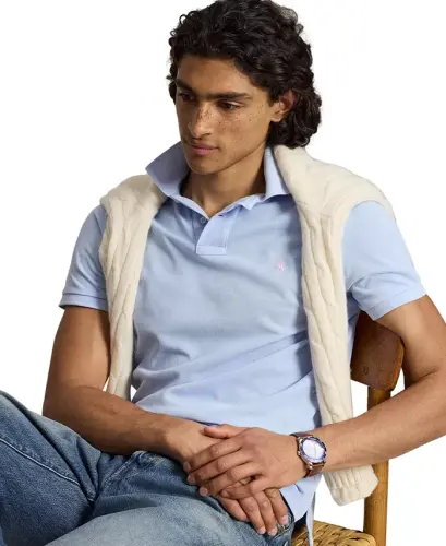 Men's Custom Slim-Fit Mesh Polo Shirt - Spring Heather - 4
