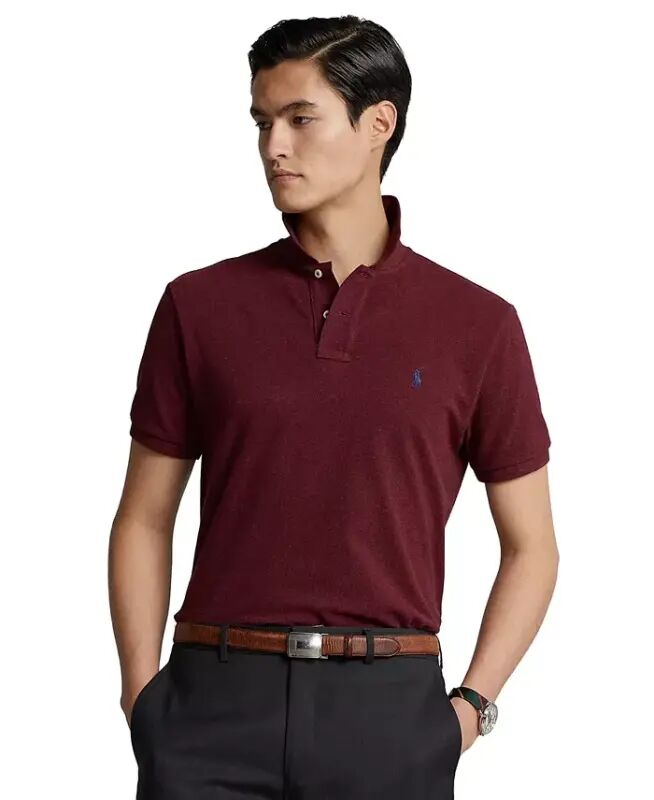 Men's Custom Slim-Fit Mesh Polo Shirt - Spring Wine Heather - POLO RALPH LAUREN