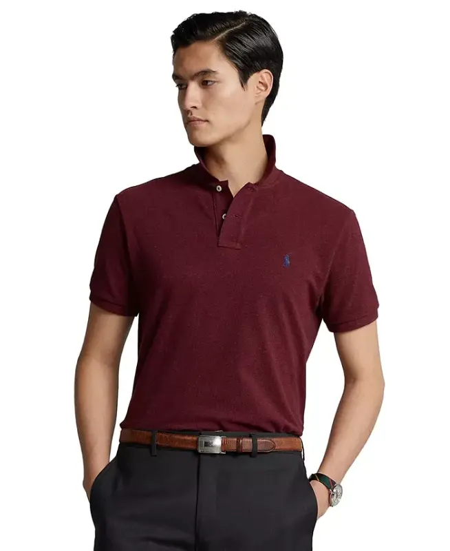 Men's Custom Slim-Fit Mesh Polo Shirt - Spring Wine Heather - 1