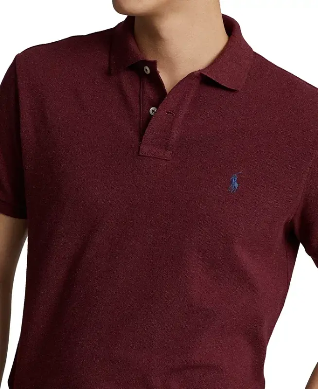 Men's Custom Slim-Fit Mesh Polo Shirt - Spring Wine Heather - 3