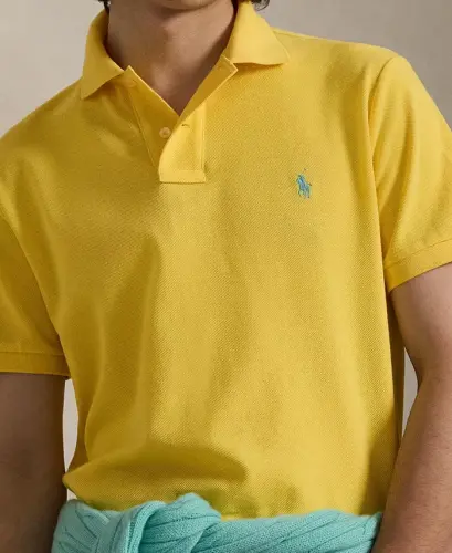 Men's Custom Slim-Fit Mesh Polo Shirt - Sunfish Yellow - 2