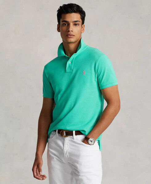 Men's Custom Slim Fit Mesh Polo Sunset Green - 1