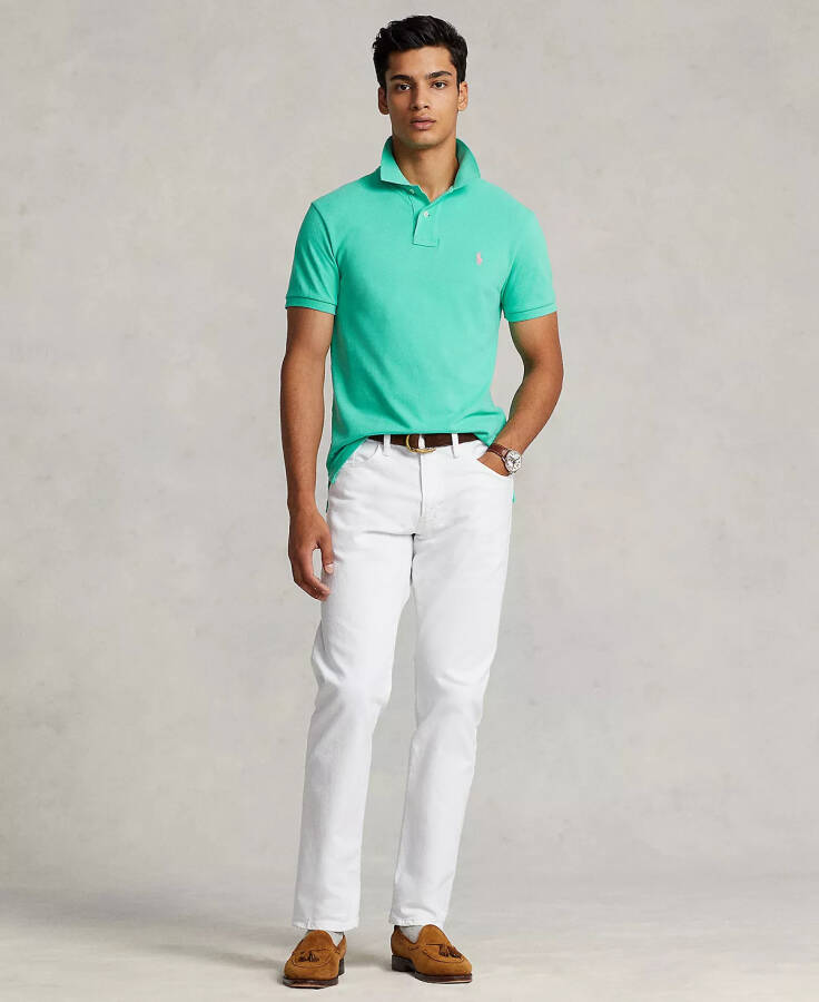 Men's Custom Slim Fit Mesh Polo Sunset Green - 2