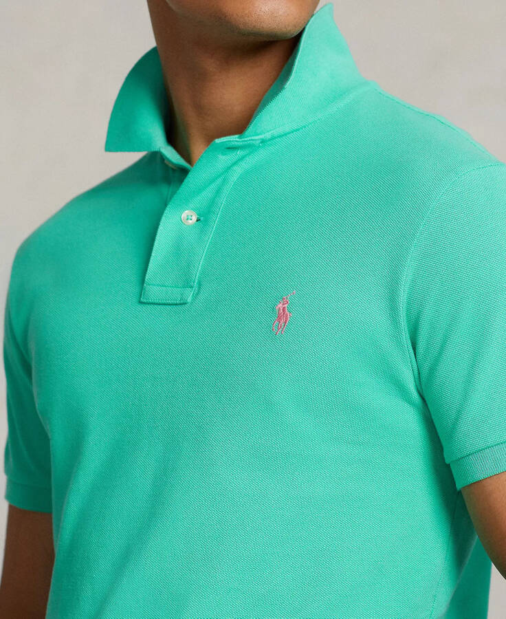 Men's Custom Slim Fit Mesh Polo Sunset Green - 3