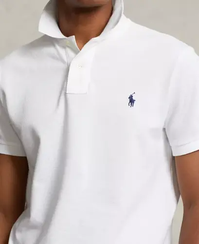 Men's Custom Slim Fit Mesh Polo-White - 3
