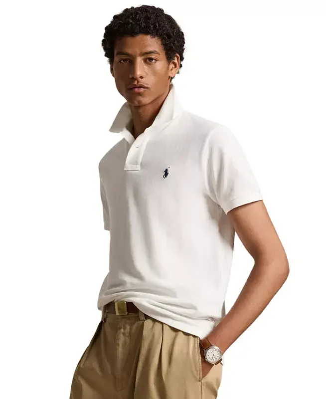 Men's Custom Slim Fit Mesh Polo-White - POLO RALPH LAUREN