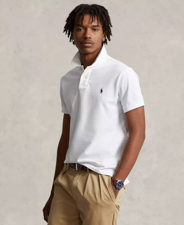 Men's Custom Slim Fit Mesh Polo White - 1